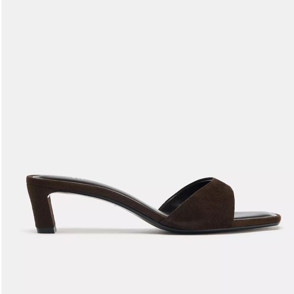 Zara NWT 100% genuine leather brown heeled open toe sandals - Picture 6 of 6
